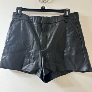 Zara High Waist Black Leather Shorts